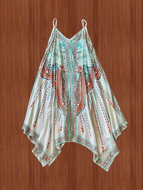 Boho Handkerchief Hem Midi Dress Medium NWT